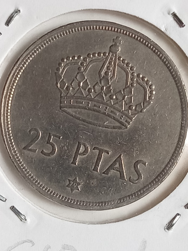 España 1975. Moneda De 25 Pesetas C/ Error. Leve Giro. Mira! (Usado)