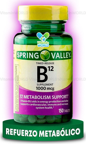 Spring Valley | Vitamina B12 | 1000mcg | 150 Tabletas
