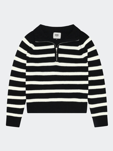 Chompa Para Mujer Dvk Medium Striped Quarter Zip Ngr