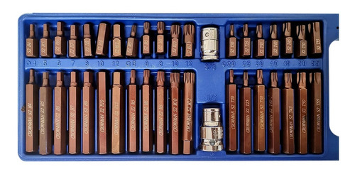 Imagen 2 de 3 de Juego Puntas 40 Pcs S2 Torx Hexagonal Poligonal Dado 1/2 3/8