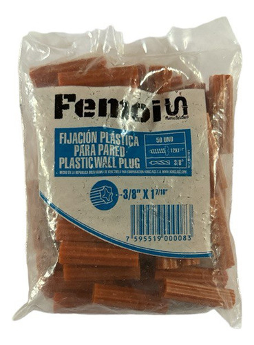 Ramplug Naranja Plastico De 3/8  Pack (50 Unidades) Femoi 