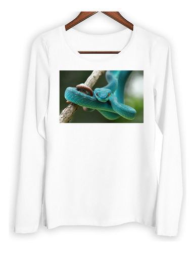 Remera Mujer Ml Serpiente Turquesa A Punto De Atacar