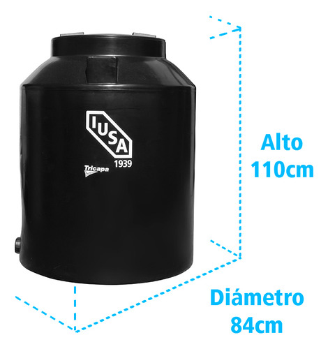 Tinaco Tricapa Iusa, 450 L., Negro + Accesorios Baja Presión