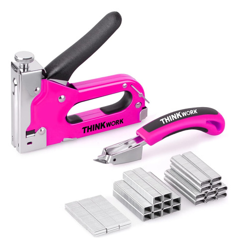 Grapadora Thinkwork Heavy Duty, Grapadora Rosa 3 En 1 F...