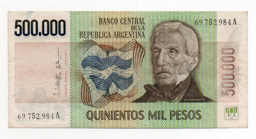 Billete Argentina 500000 Pesos Ley Bottero 2510 Mb+