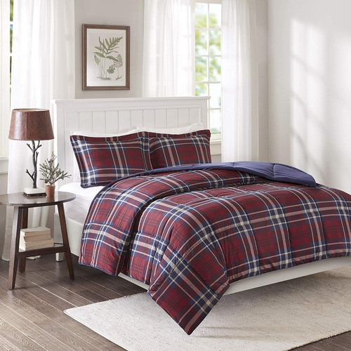 Madison Park Essentials Parkston Plaid Comforter, A Juego, 3