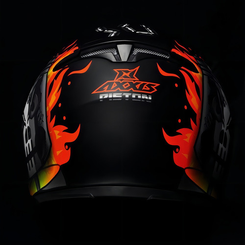 Capacete Moto Axxis Piston Preto Laranja Fosco