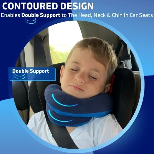 Almohada de viaje BCOZZY con soporte para la barbilla para niños evita que la cabeza de los niños se balancee en los viajes en automóvil Morado Claro Talla para niños