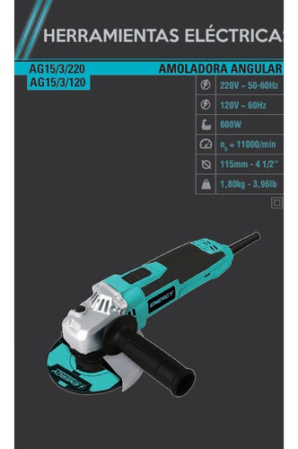 Esmeril Angular 4 1/2 115 Mm 600w 220w Energy Faurora