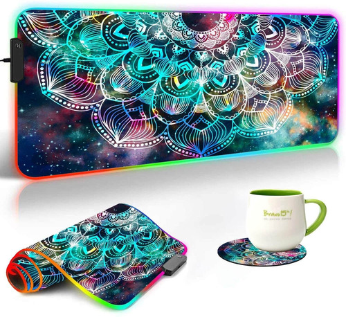 Mouse Pad Gamer Profesional 80x30cm Led Base De Goma Mand...