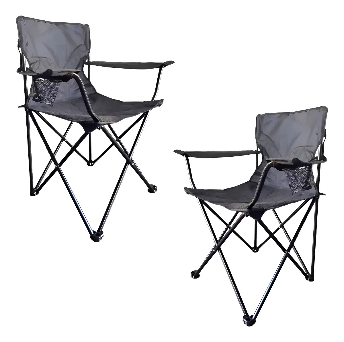 Silla Plegable Camping con Portavaso y Bolso X 2 Color Gris Somorini