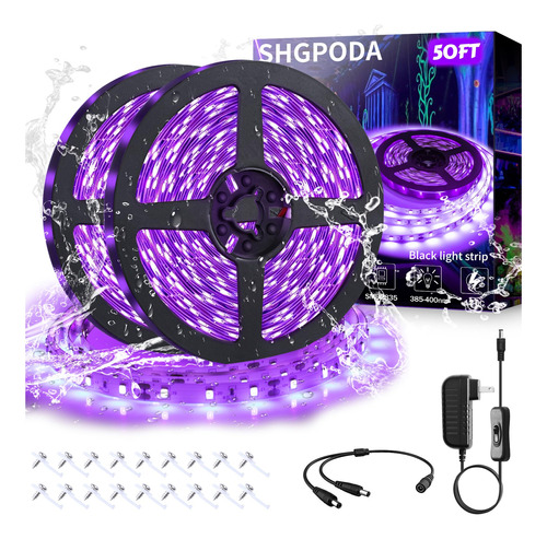 Shgpoda Kit De Tira De Luz Led Negra Impermeable De 33 Pies/