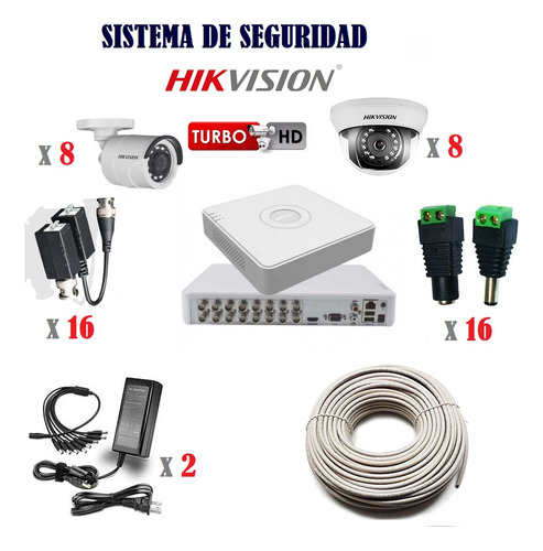 Sistema De Seguridad Hikvision 16 Cámaras Hd 1080p 4tb