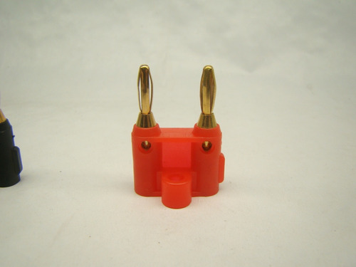 Plug Banana Duplo Contato Gold Vermelho