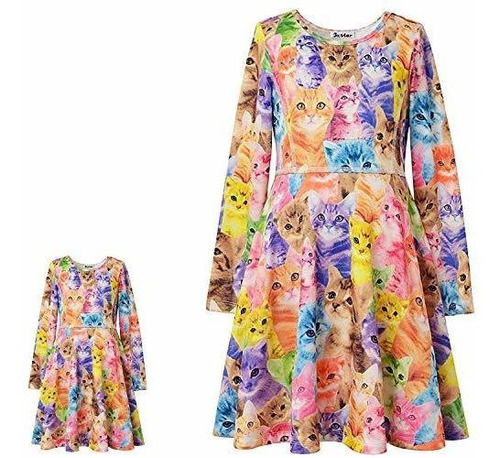 American Doll & Girl Vestidos A Juego Rainbow Cat Outfits 8 