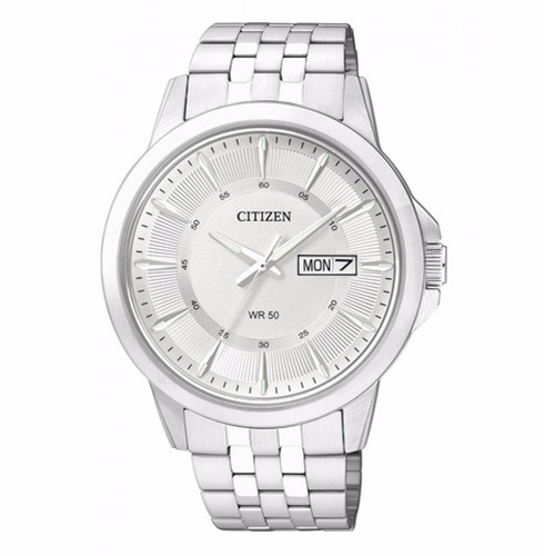 Imagen 1 de 6 de Reloj Citizen Acero Bf2011-51a Calendario Plateado Clásico