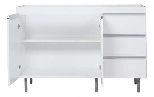 Combo Bajo Mesada 1,20m + Mesada Acero Inox Premium Perfil J Blanco - Mesada Gris Oscuro