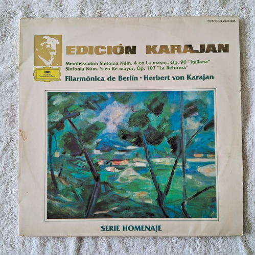 Karajan Lp Mendelssohn Sinf 4 Op. 90 Italiana Sinf 5 Op. 107 Edición Limitada (Usado)