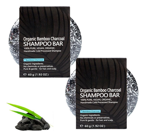 Shampoo Sabonete De Carvão De Bambu Orgânico Escurece 2 Pçs