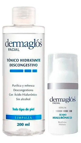 Set Dermaglos Serum + Tonico Hidratacion Limpieza