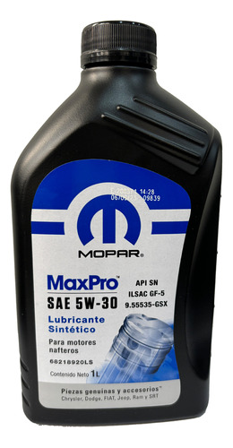 Aceite Mopar Maxpro Nafta 5w-30 X 1l Fiat