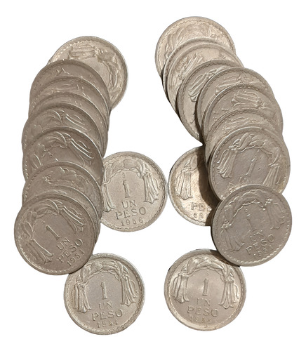 Lote De 24 Monedas Chilenas De 1 Peso Dañadas De Aluminio