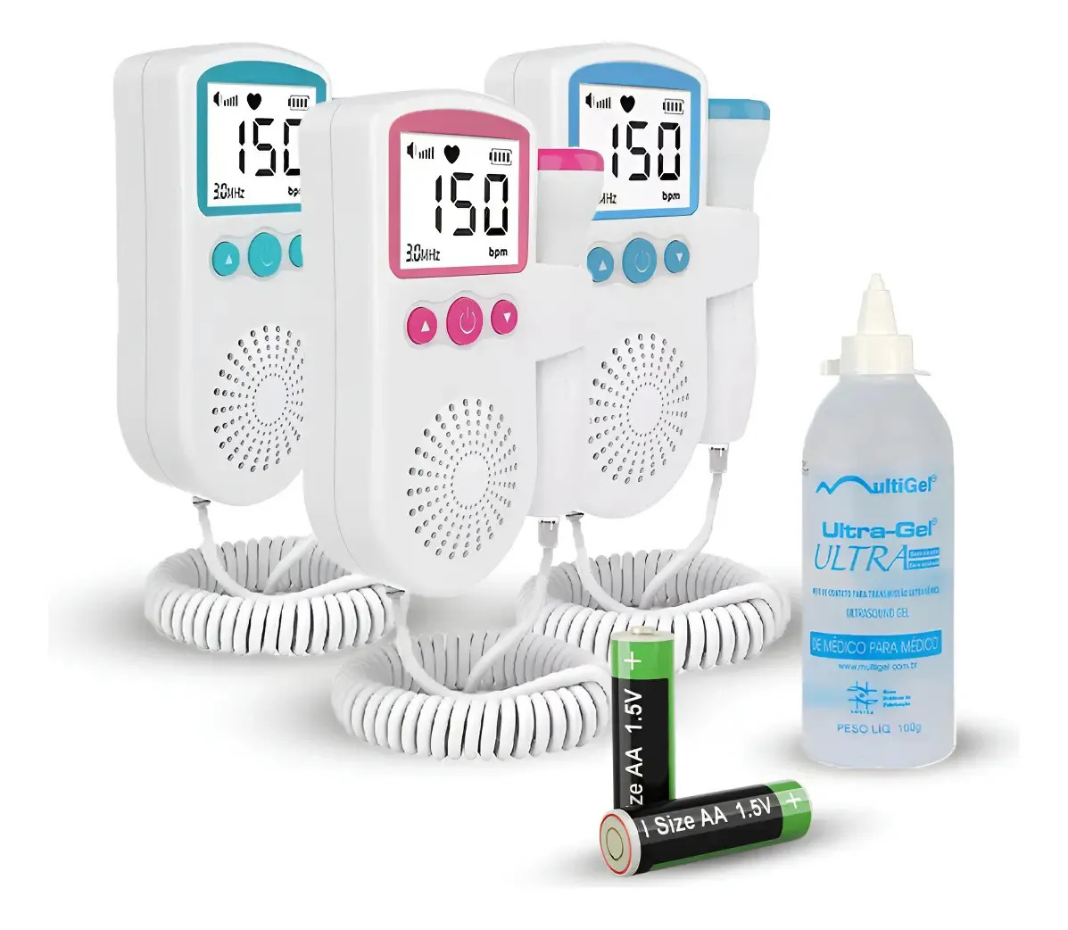 Aparelho Portátil Ouvir Coração Batimento Bebe + Gel + Pilha Cor Sonar Rosa
