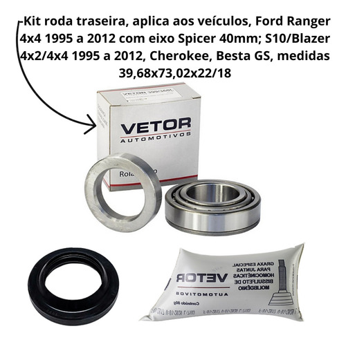 Rolamentos Roda Traseira Gm S10 Blazer 4x2 4x4 1995 A 2011