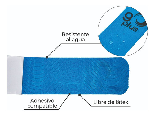Imagen 4 de 10 de Paquete 6 Cintas Kinesiológicas Azul Go Plus 5m Pre-cortada