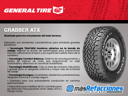 1- Llanta 100t General Tire Grabber Atx 225/70r15