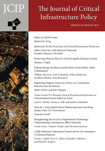 Journal Of Critical Infrastructure Policy: Volume 3, Number 1, Spring/summer 2022, De Krieg, Richard M.., Vol. 1. Editorial Westphalia Pr, Tapa Blanda En Inglés, 2022
