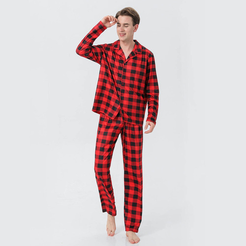 D Traje De Pijama Familiar A Cuadros Navideños For Papá,