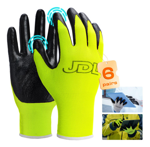 Jdl Guantes Protectores Grandes Con Revestimiento De Nitrilo