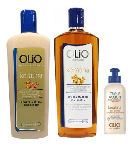 Kit Olio Shampoo + Acondicionador Keratina Reparador + Crema