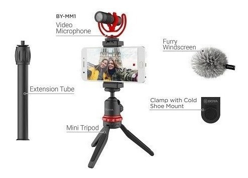 Microfone Boya By-vg330 Com Tripé E Suporte Para Celular