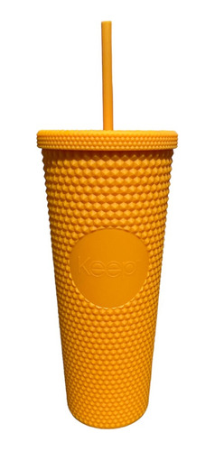 Vaso Mug Tumbler Keep Naranja 710ml Bebidas Café + Bombilla