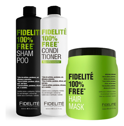 Kit Shampoo + Acond + Máscara Free Sulfatos Fidelité