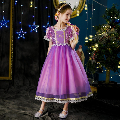 Conjunto De Vestido De Princesa Sofía De Rapunzel For Cosplay - Vestido + Cumpleaños Globos + Varita Mágica Accesorios