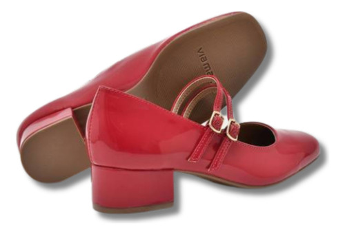 Sapato Feminino Via Marte Mary Jane Com Salto Bloco E Tiras