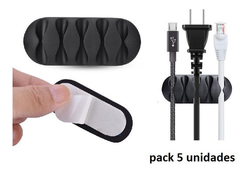 Pack 5 Sujetador Goma Organizador Ordenador 5 Cables iPhone