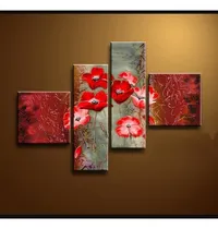 Comprar Cuadros Tripticos Florales, Modernos, Pintados A Mano