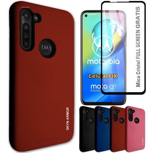 Funda Premium P/ Moto G8, Skyn Armor Con Mica Gratis