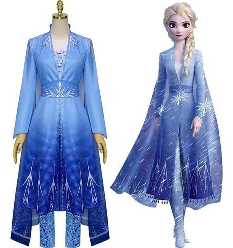 D Frozen Elsa Traje De Cosplay Azul Para Mujer D