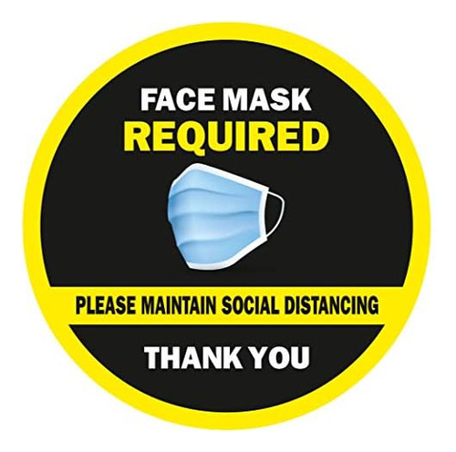 Face Mask Required Decals Stickers, 12 Pack 7.5 Roun...