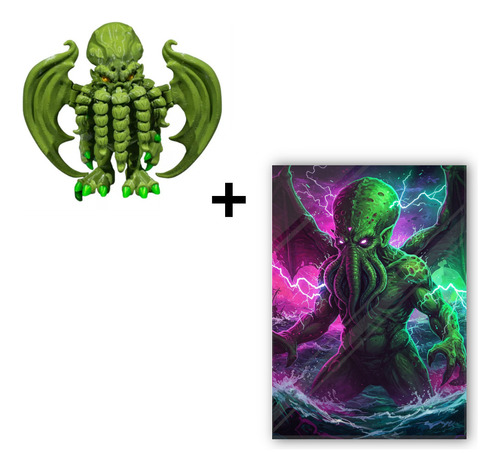Set Cthulhu Pop Articulado Poster Metalico Lovecraft