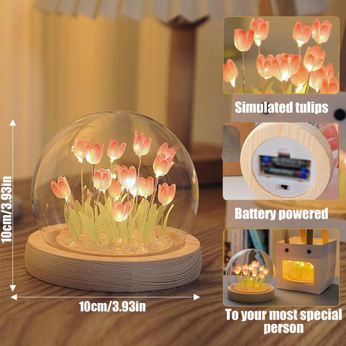 Lampara De Luz Noche Flor Del Tulipán Led Regalos Para Mujer
