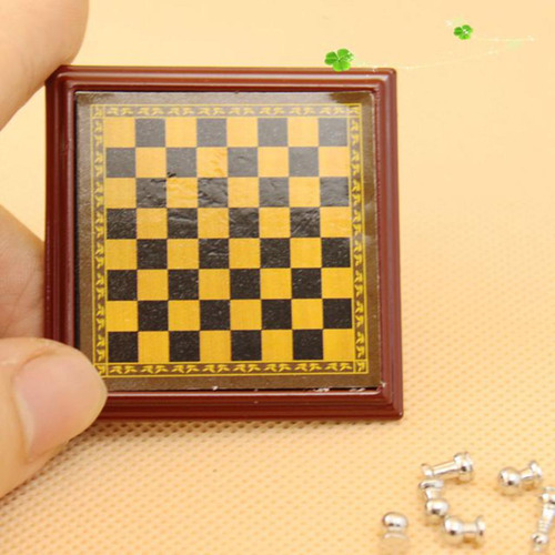 1/12 Dollhouse Miniatura Juguete De Ajedrez De Tablero De