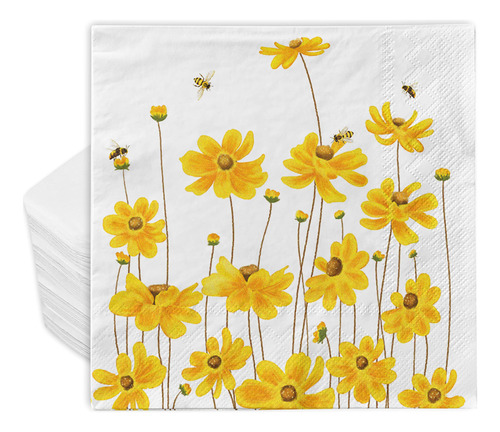 Anydesign Paquete De 80 Servilletas De Papel Calliopsis De V