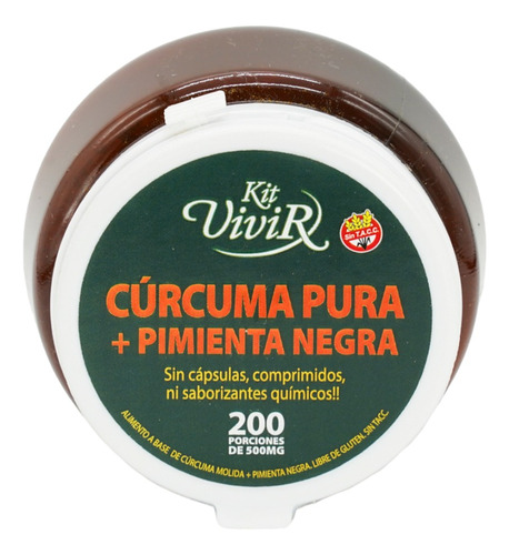 Curcuma Pura Y Pimienta Negra Kit Vivir S/tacc 200 Porciones