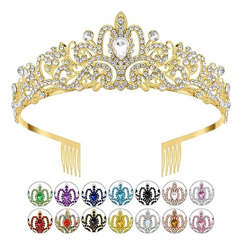 Diadema De Niñas Corona Dorada, Tiaras De Cristal Para Niñas